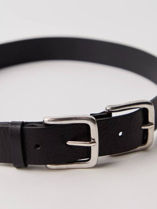 NWT Free People Sabo Double Buckle Belt Black Leather Y2K Moto Western S/M $48